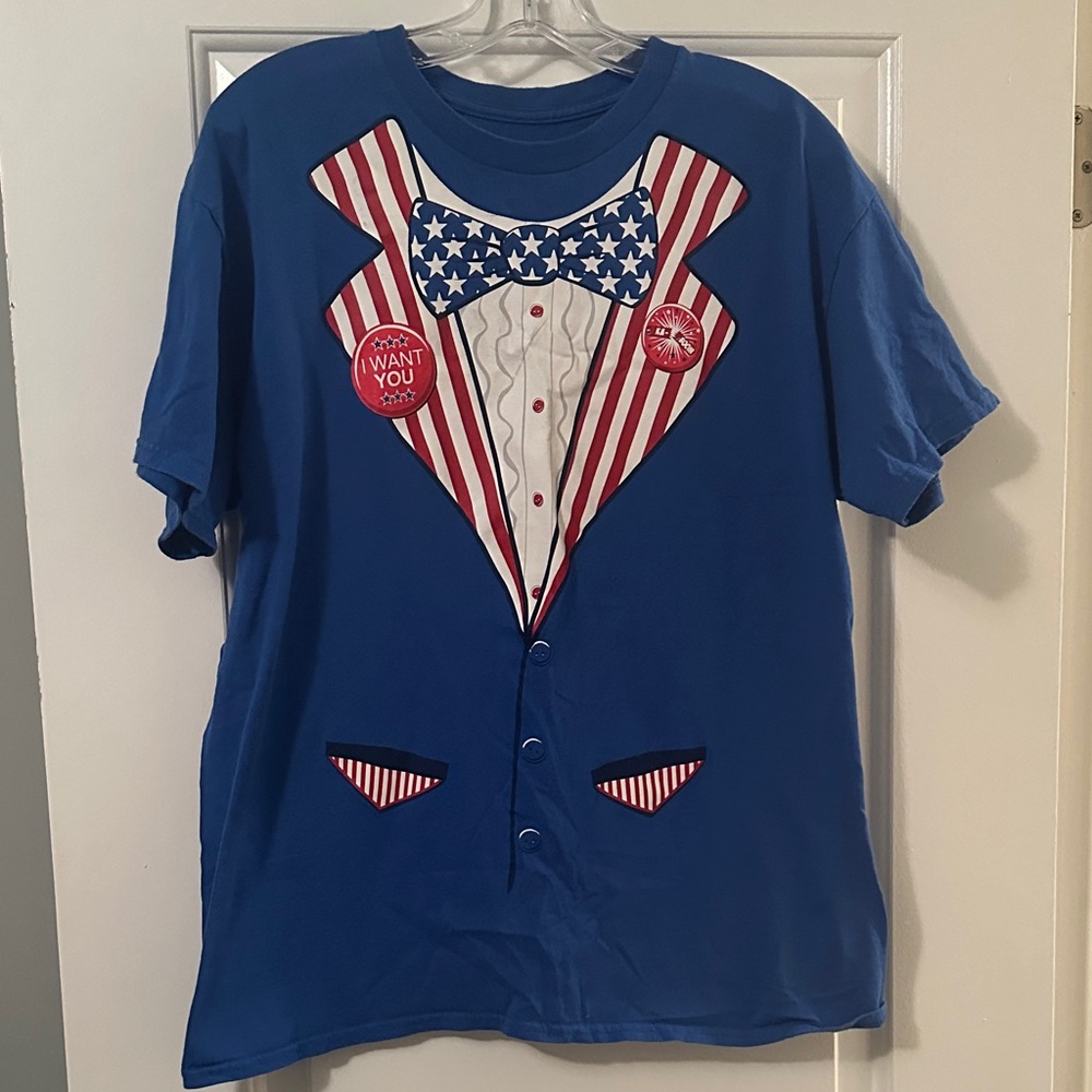 Blue Patriotic Graphic T-Shirt